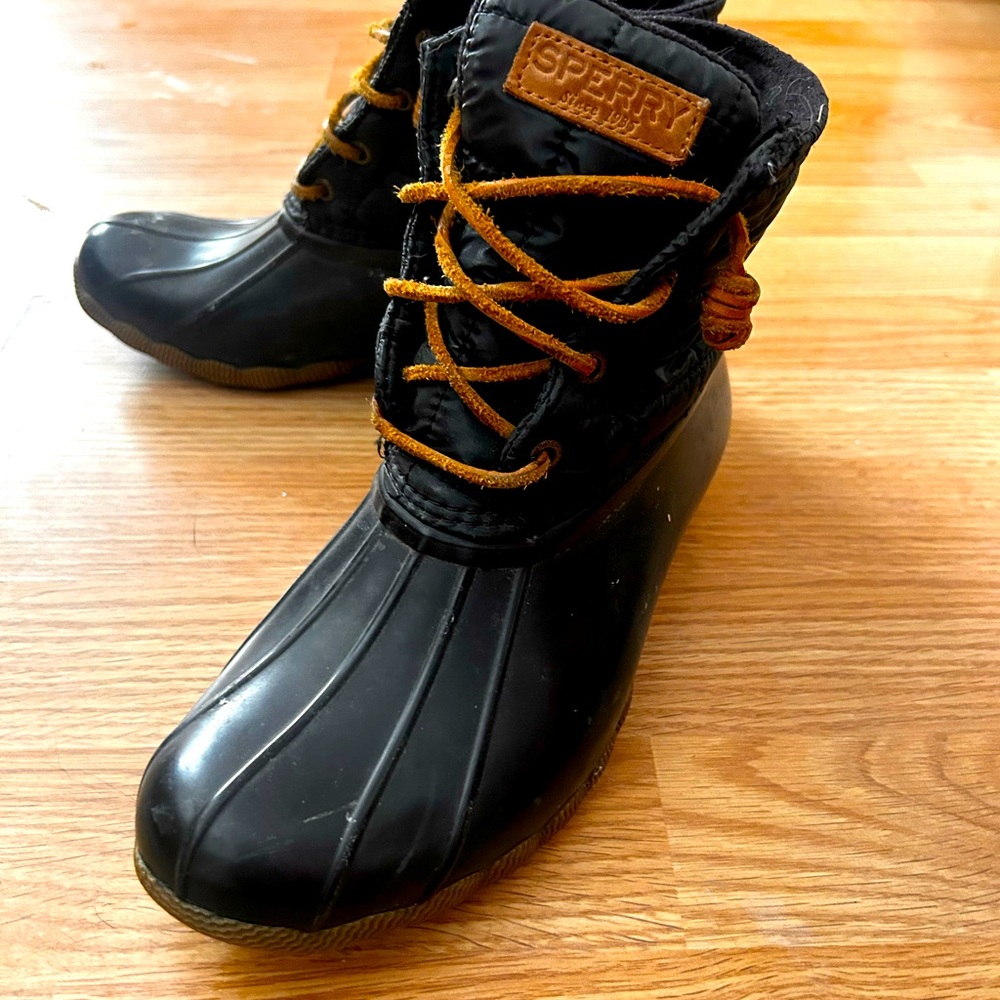 Black Sperry Duck boots